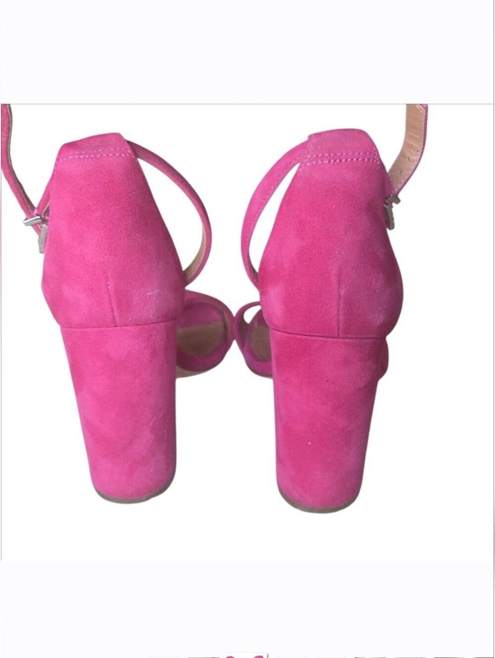 J. McLaughlin Madison Pink Suede Ankle Strap Block Heels Size 8 - Picture 3 of 10
